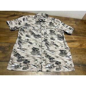 5.11 Tactical Hawaiian Shirt Small Button Up Camo Military Airplane Palm Tree